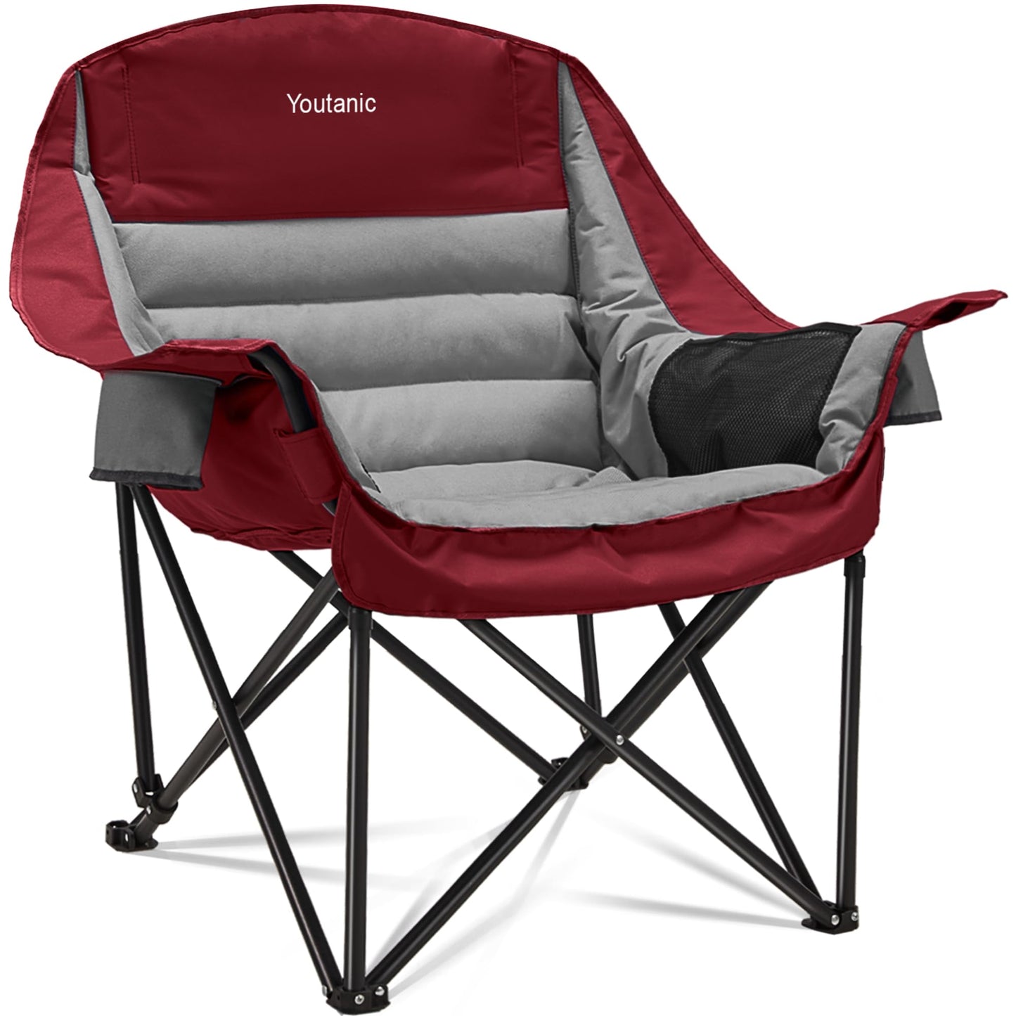 Oversized Camping Chair, Portable Folding Camping Chairs with Side Pocket, Cup Holder and Carry Bag, Heavy Duty Outdoor Camping Chairs for Adults, Fishing, Sports, Trip, up to 400lbs, Style 4