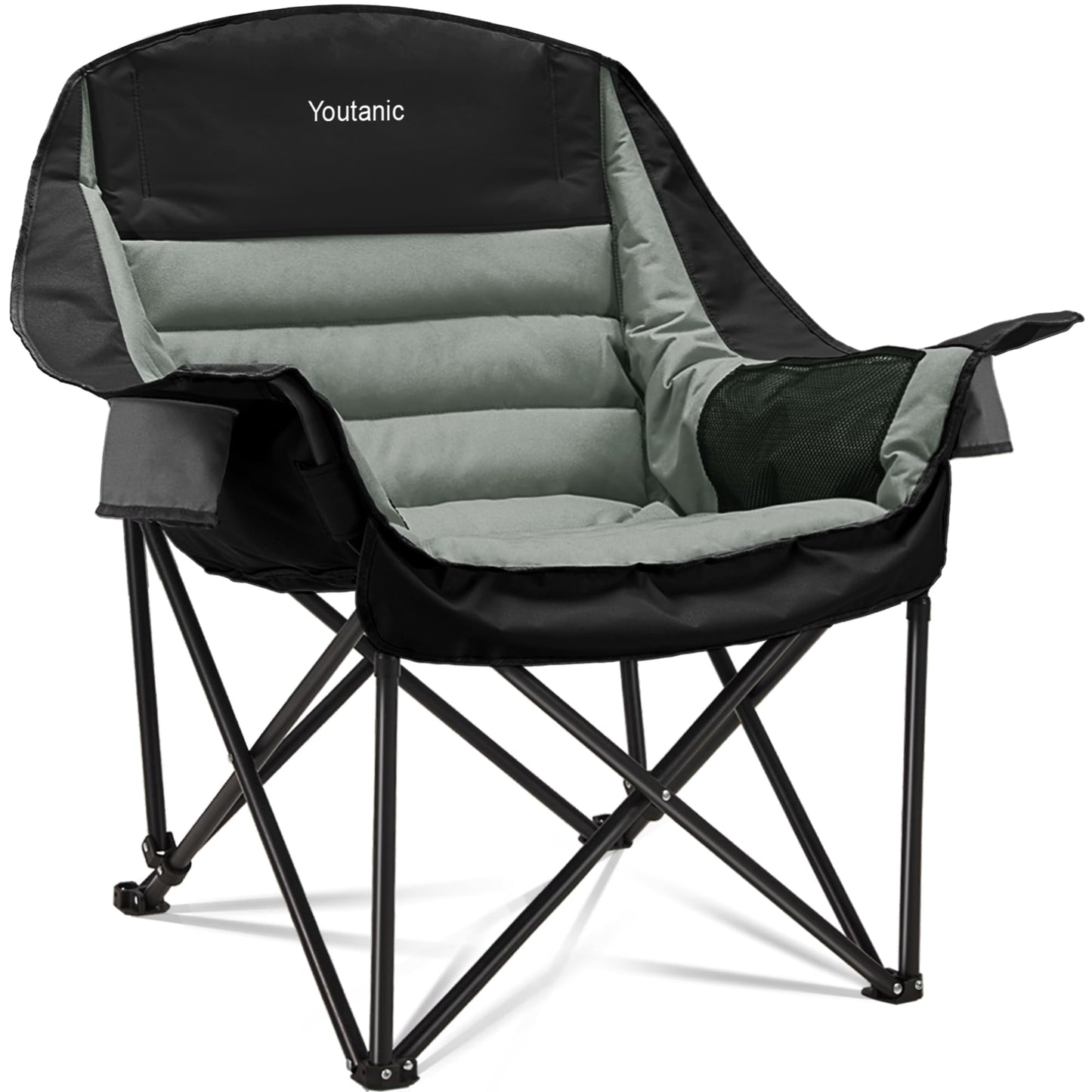Oversized Camping Chair, Portable Folding Camping Chairs with Side Pocket, Cup Holder and Carry Bag, Heavy Duty Outdoor Camping Chairs for Adults, Fishing, Sports, Trip, up to 400lbs, Style 4