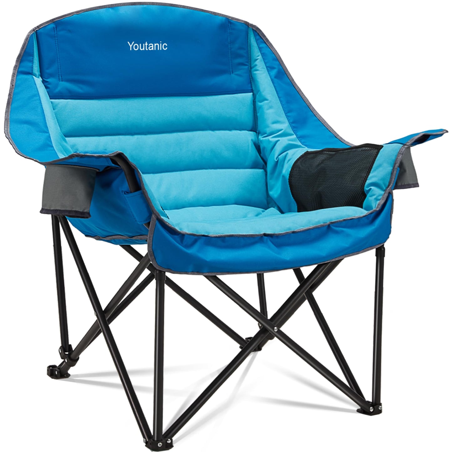 Oversized Camping Chair, Portable Folding Camping Chairs with Side Pocket, Cup Holder and Carry Bag, Heavy Duty Outdoor Camping Chairs for Adults, Fishing, Sports, Trip, up to 400lbs, Style 4