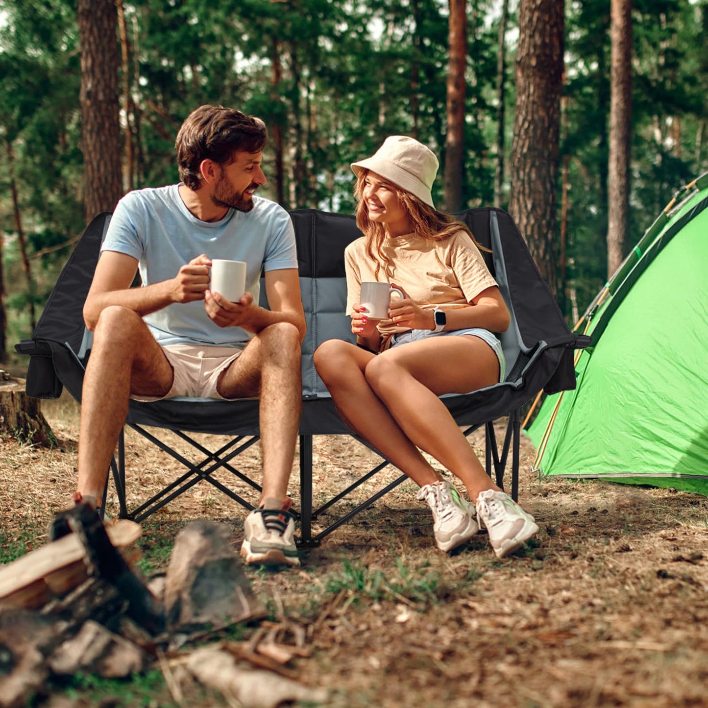 Oversized Camping Chair, Portable Folding Camping Chairs with Side Pocket, Cup Holder and Carry Bag, Heavy Duty Outdoor Camping Chairs for Adults, Fishing, Sports, Trip, up to 400lbs, Style 4