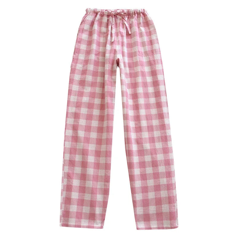 Women's Pajamas Pants Cotton Gauze Couples Home Pants Lounge Wear Loose Printed Sleep Bottoms Femme Pantalon Hombre Mujer Men