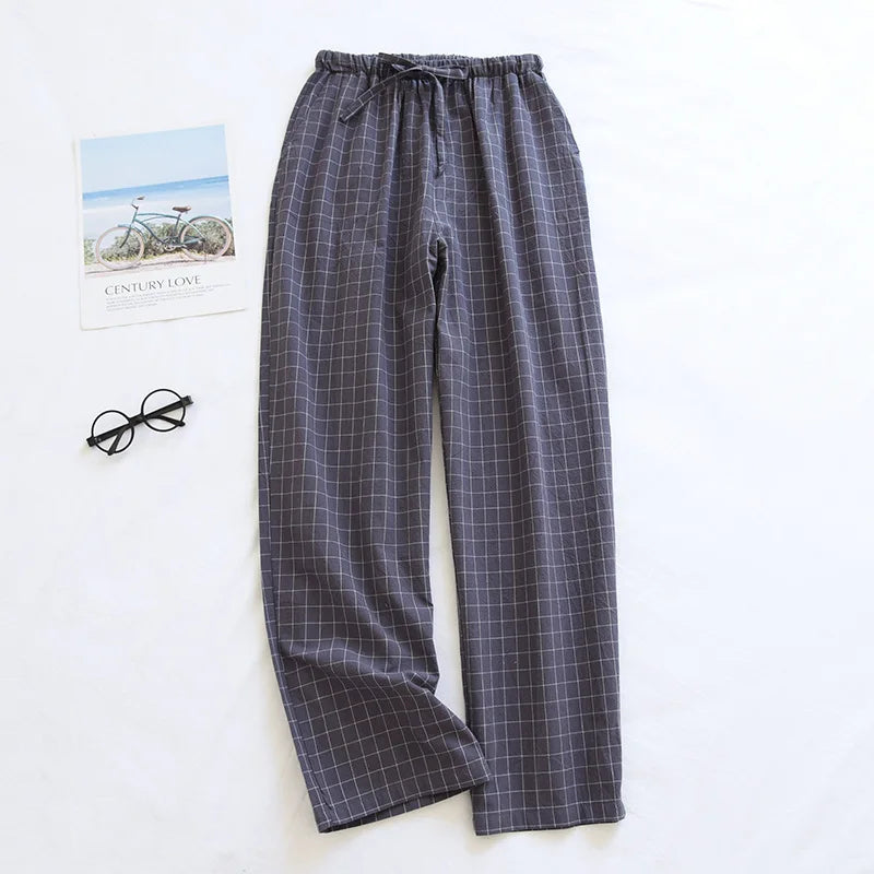 Women's Pajamas Pants Cotton Gauze Couples Home Pants Lounge Wear Loose Printed Sleep Bottoms Femme Pantalon Hombre Mujer Men