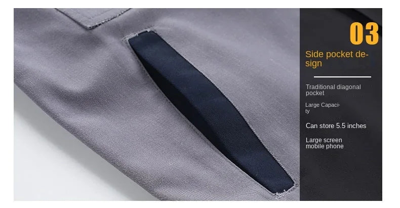 Mens Factory Work Shirt Uniform Long Sleeve Turn-down Collar Workwear Motor Mechanic Repair Workshop Two-pocket T-shirts Tops