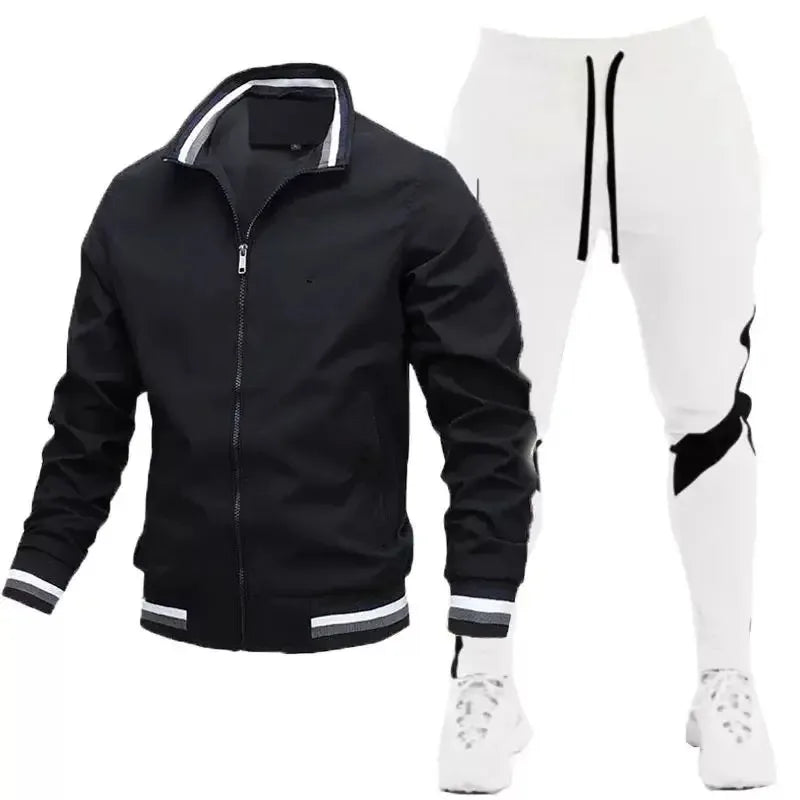 Mens Tracksuit Casual Joggers Sportswear Jackets And Pants 2 Piece Sets Stand Collar Sports Suit Jogging Fitness