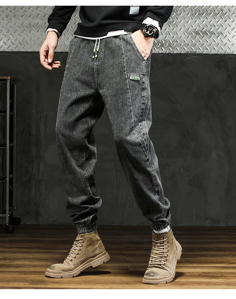 Men Outdoor Workwear Style Stretch Cuffed Tapered Pants Summer Autumn Comfortable Versatile Casual Harem Long Pants Plus Size5XL