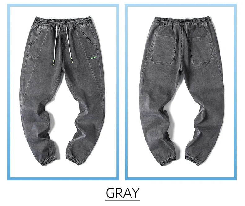 Men Outdoor Workwear Style Stretch Cuffed Tapered Pants Summer Autumn Comfortable Versatile Casual Harem Long Pants Plus Size5XL