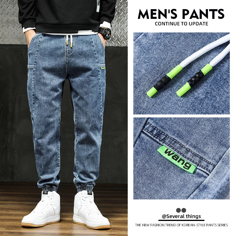 Men Outdoor Workwear Style Stretch Cuffed Tapered Pants Summer Autumn Comfortable Versatile Casual Harem Long Pants Plus Size5XL