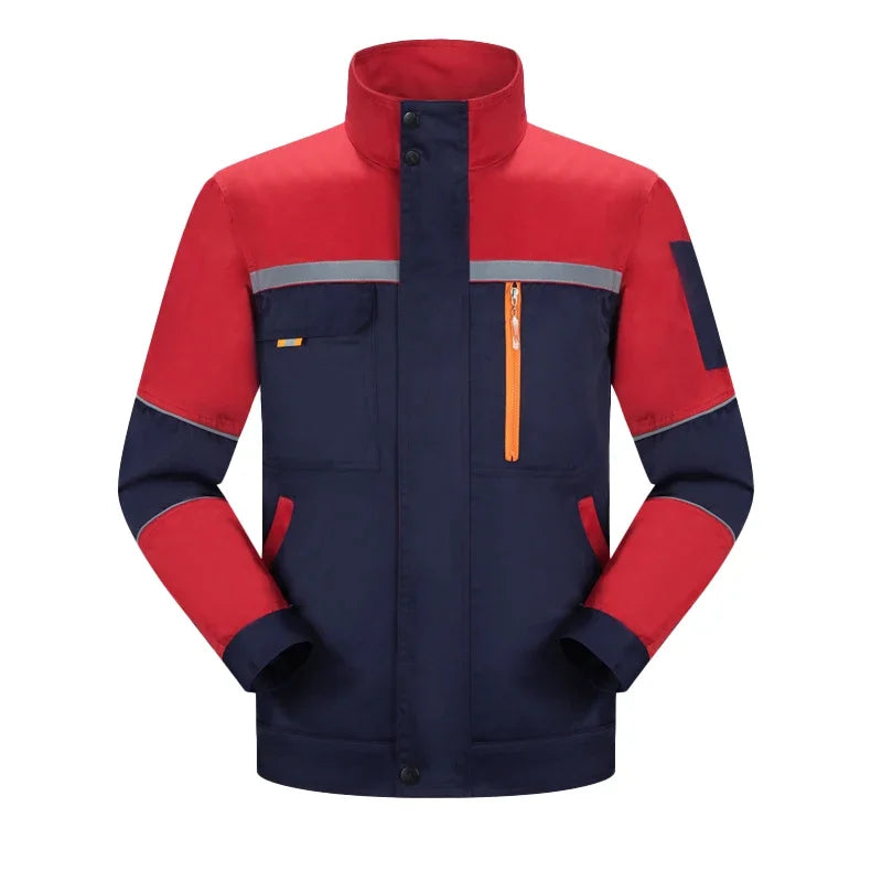 Mens Factory Work Shirt Uniform Long Sleeve Turn-down Collar Workwear Motor Mechanic Repair Workshop Two-pocket T-shirts Tops