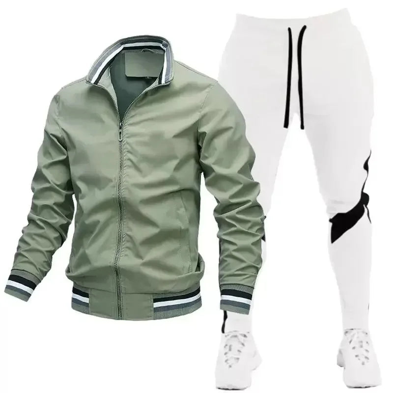 Mens Tracksuit Casual Joggers Sportswear Jackets And Pants 2 Piece Sets Stand Collar Sports Suit Jogging Fitness