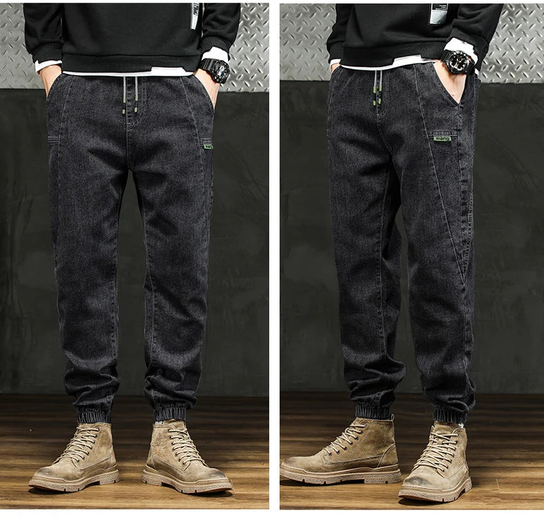 Men Outdoor Workwear Style Stretch Cuffed Tapered Pants Summer Autumn Comfortable Versatile Casual Harem Long Pants Plus Size5XL