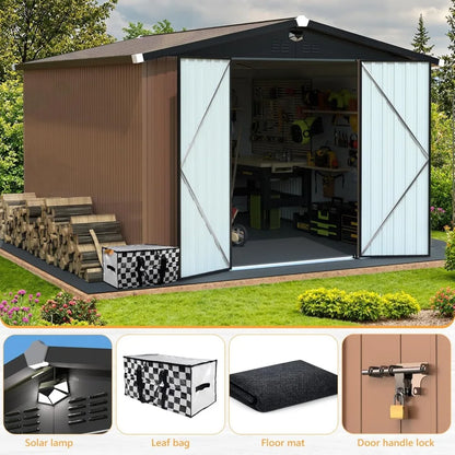 Metal Storage Shed,Outdoor Storage Building 10x12,Large Backyard Sheds with Lockable Door,Waterproof Outside Storage Shed
