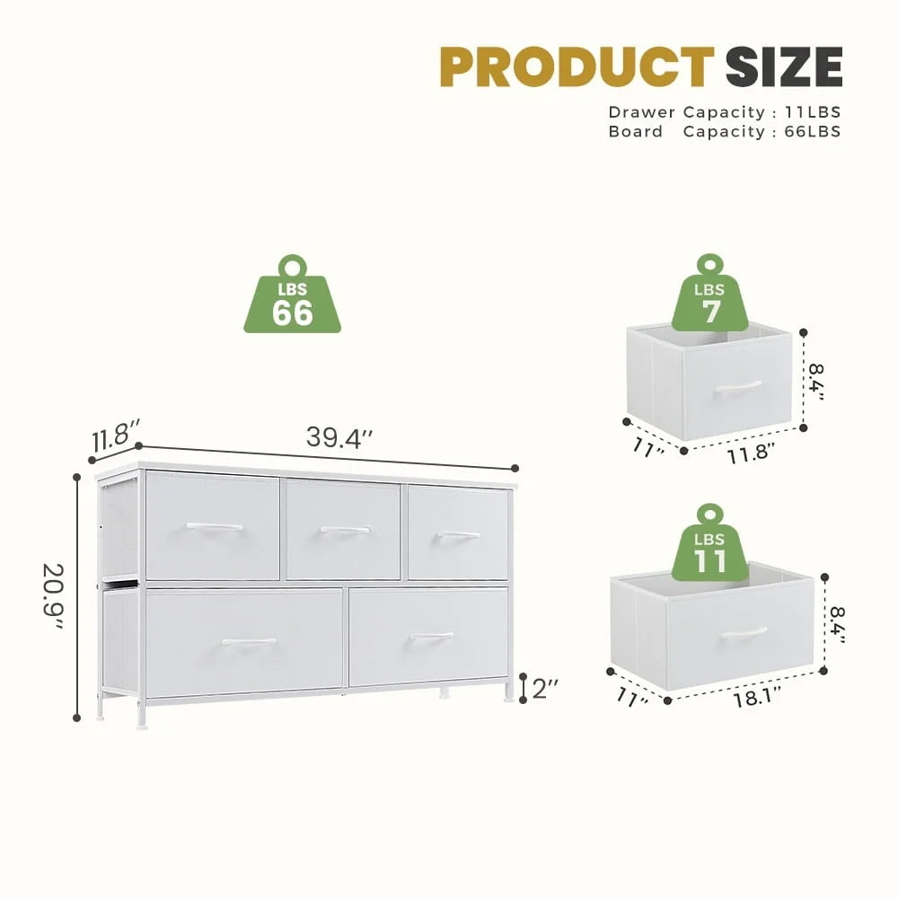 5-Drawer Dresser Storage Organizer Unit Modern Furniture Bedroom Clothes Toys Household Essentials Easy Assembly