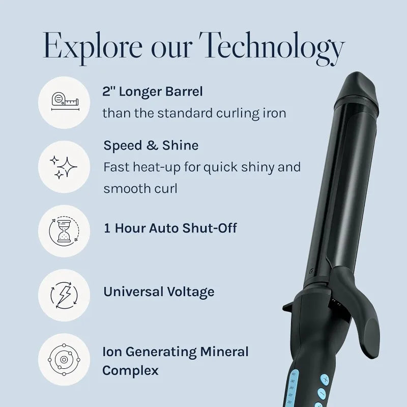 Long Barrel Styler, Curling Iron With Moisture Heat Technology & MX, Versatile Curling Wand With Adjustable
