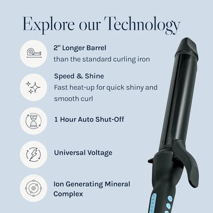 Long Barrel Styler, Curling Iron With Moisture Heat Technology & MX, Versatile Curling Wand With Adjustable