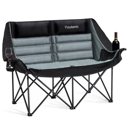 Oversized Camping Chair, Portable Folding Camping Chairs with Side Pocket, Cup Holder and Carry Bag, Heavy Duty Outdoor Camping Chairs for Adults, Fishing, Sports, Trip, up to 400lbs, Style 4