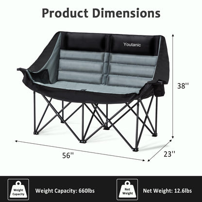 Oversized Camping Chair, Portable Folding Camping Chairs with Side Pocket, Cup Holder and Carry Bag, Heavy Duty Outdoor Camping Chairs for Adults, Fishing, Sports, Trip, up to 400lbs, Style 4