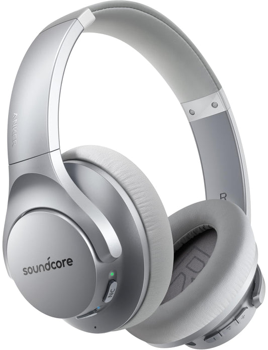 Soundcore Anker Life Q20 Hybrid Active Noise Cancelling Headphones, Wireless Over Ear Bluetooth Headphones, 60H Playtime, Hi-Res Audio, Deep Bass, Foam Ear Cups, Travel, Office, USB-C Charging