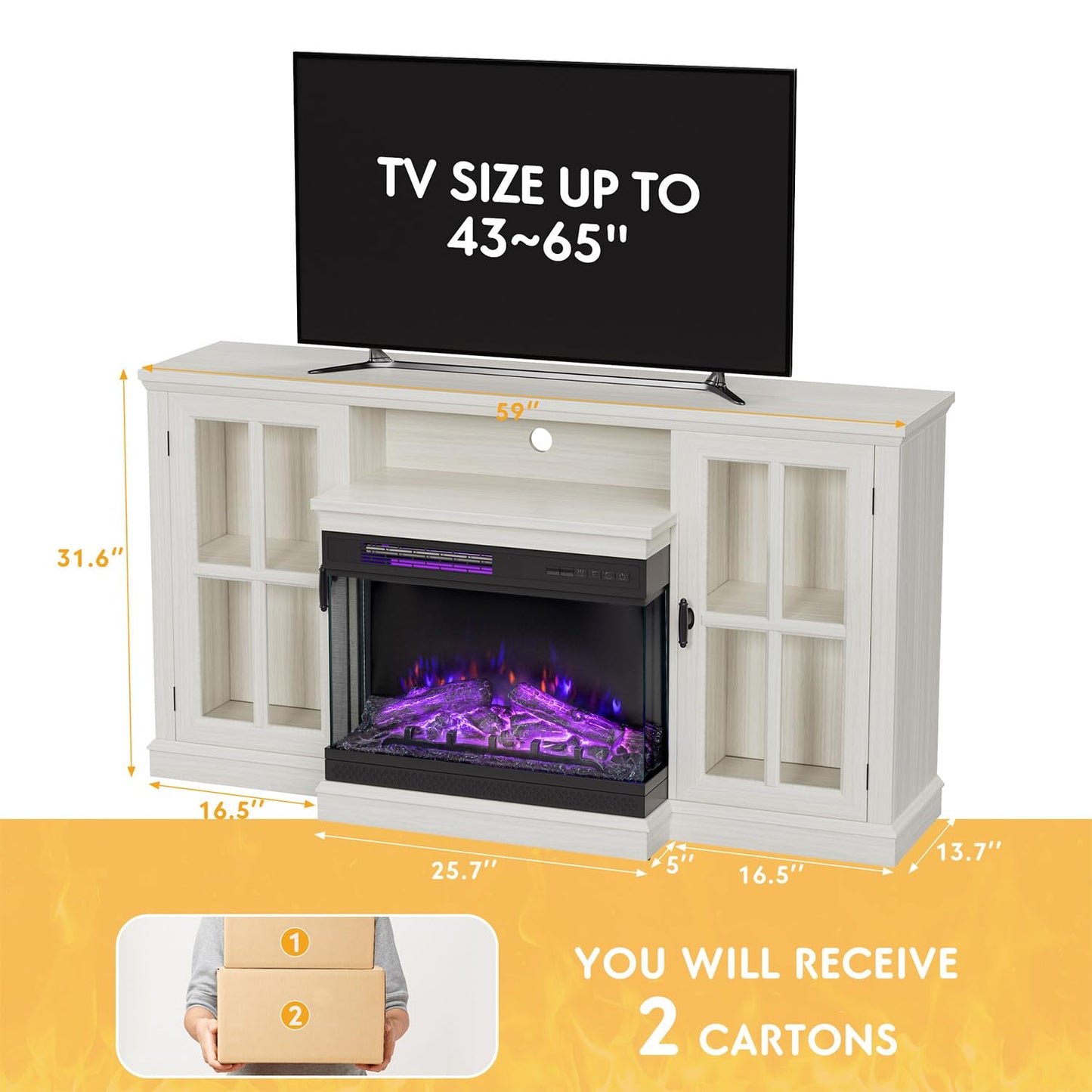 JUMMICO TV Stand for 65 Inch TV, Entertainment Center with Storage Cabinets and Sliding Barn Doors, Mid Century Modern Media TV Console Table for Living Room Bedroom (Rustic Oak)
