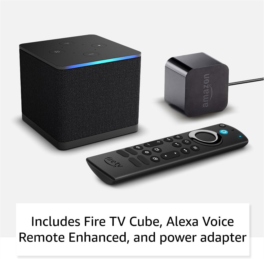 Amazon Fire TV Cube (newest model) with AI-powered Fire TV Search, Hands-free streaming device with Alexa, Wi-Fi 6E, 4K Ultra HD