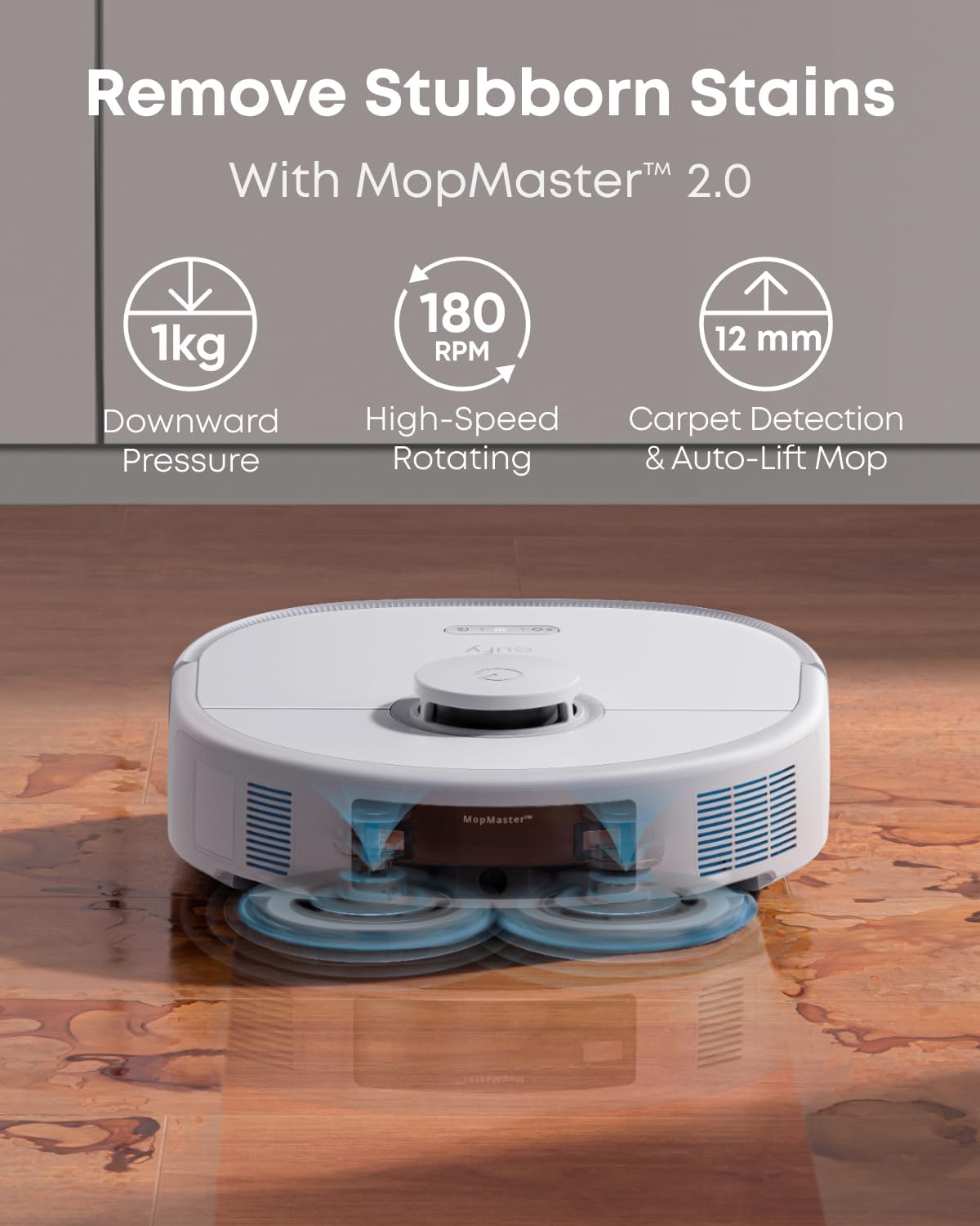 eufy X10 Pro Omni Robot Vacuum and Mop with 8,000 Pa Suction, Dual Mops with 12 mm Auto-Lift and Carpet Detection, AI Obstacle Avoidance, Auto Mop Washing, Auto Drying, Self-Emptying, White