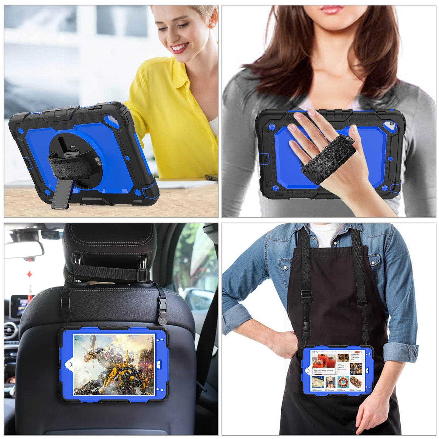 SEYMAC stock Case for iPad (A16) 11th/10th Generation 11''/10.9'' 2025/2022, Full-Body Drop Protection Case with Screen Protector &360° Rotate Hand Strap/Stand, Black