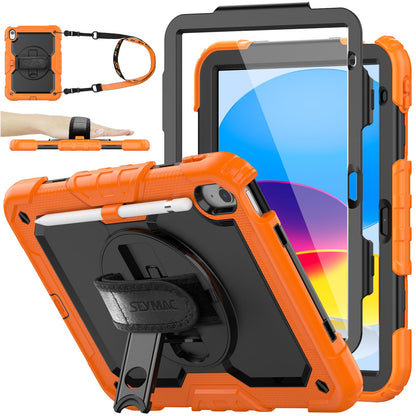 SEYMAC stock Case for iPad (A16) 11th/10th Generation 11''/10.9'' 2025/2022, Full-Body Drop Protection Case with Screen Protector &360° Rotate Hand Strap/Stand, Black