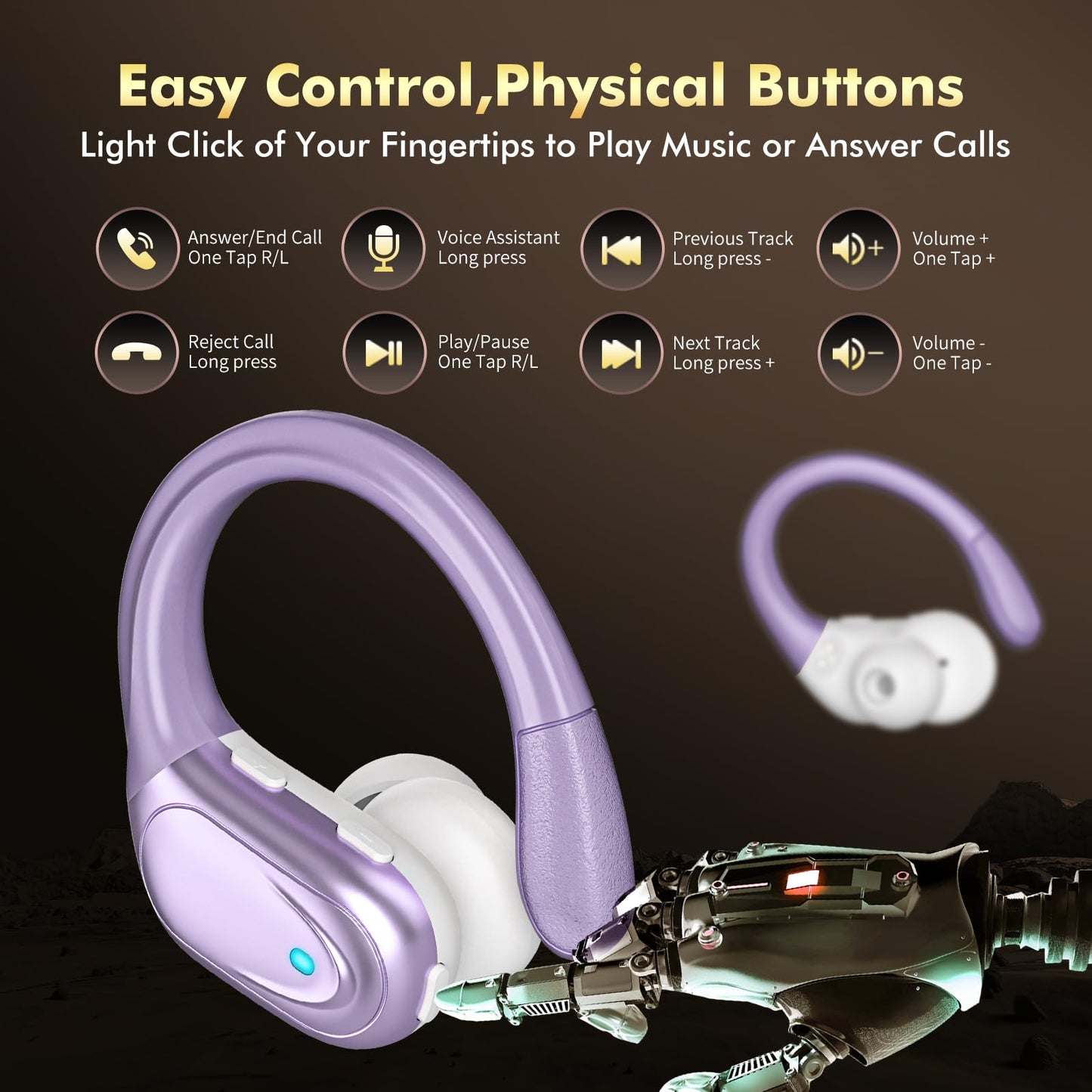 Wireless Earbuds, Sports Bluetooth Headphones, 80Hrs Playtime Ear Buds with LED Power Display, Noise Canceling Headset, IPX7 Waterproof Earphones for Workout/Running (Black)