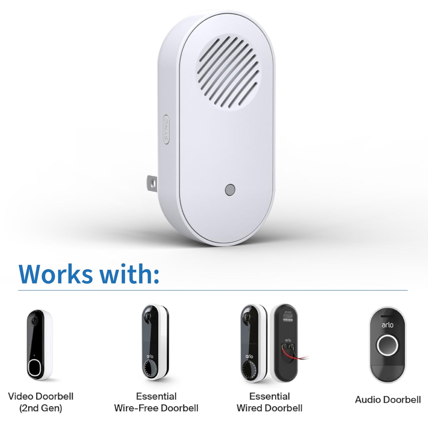 Arlo Video Doorbell 2K 2nd Generation & Chime 2 Bundle, 2K Doorbell Camera, 2-Way Audio, Package Detection, Motion Detection and Alerts, Built-in Siren, Night Vision, AVDK4001-100CNS, White