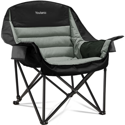 Oversized Camping Chair, Portable Folding Camping Chairs with Side Pocket, Cup Holder and Carry Bag, Heavy Duty Outdoor Camping Chairs for Adults, Fishing, Sports, Trip, up to 400lbs, Style 4