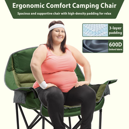 Oversized Camping Chair, Portable Folding Camping Chairs with Side Pocket, Cup Holder and Carry Bag, Heavy Duty Outdoor Camping Chairs for Adults, Fishing, Sports, Trip, up to 400lbs, Style 4