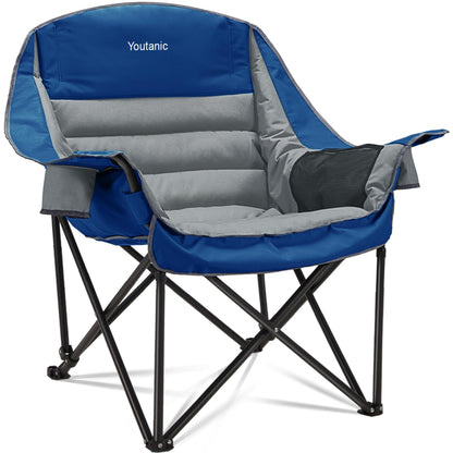 Oversized Camping Chair, Portable Folding Camping Chairs with Side Pocket, Cup Holder and Carry Bag, Heavy Duty Outdoor Camping Chairs for Adults, Fishing, Sports, Trip, up to 400lbs, Style 4