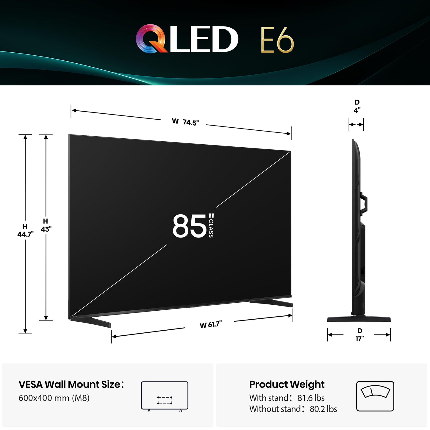 Hisense 65" E6 Cinema Series QLED 4K UHD Smart Fire TV (65E6QF, 2025 Model) - QLED, AI Light Sensor, Dolby Vision · Atmos, Voice Remote with Alexa, Motion Rate 120, HDR 10+ Adaptive, Game Mode Plus