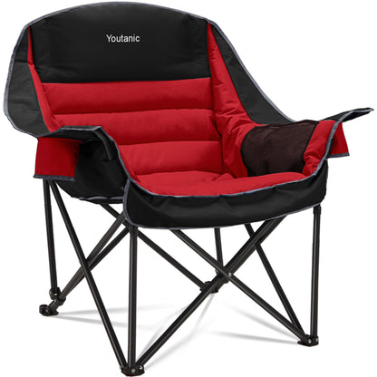Oversized Camping Chair, Portable Folding Camping Chairs with Side Pocket, Cup Holder and Carry Bag, Heavy Duty Outdoor Camping Chairs for Adults, Fishing, Sports, Trip, up to 400lbs, Style 4