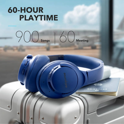 Soundcore Anker Life Q20 Hybrid Active Noise Cancelling Headphones, Wireless Over Ear Bluetooth Headphones, 60H Playtime, Hi-Res Audio, Deep Bass, Foam Ear Cups, Travel, Office, USB-C Charging