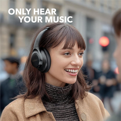 Soundcore Anker Life Q20 Hybrid Active Noise Cancelling Headphones, Wireless Over Ear Bluetooth Headphones, 60H Playtime, Hi-Res Audio, Deep Bass, Foam Ear Cups, Travel, Office, USB-C Charging