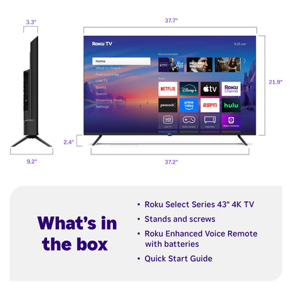 Roku Smart TV 2025 – 50-Inch Select Series, 4K HDR TV – RokuTV with Enhanced Voice Remote – Flat Screen LED Television with Wi-Fi for Streaming Live Local News, Sports, Family Entertainment