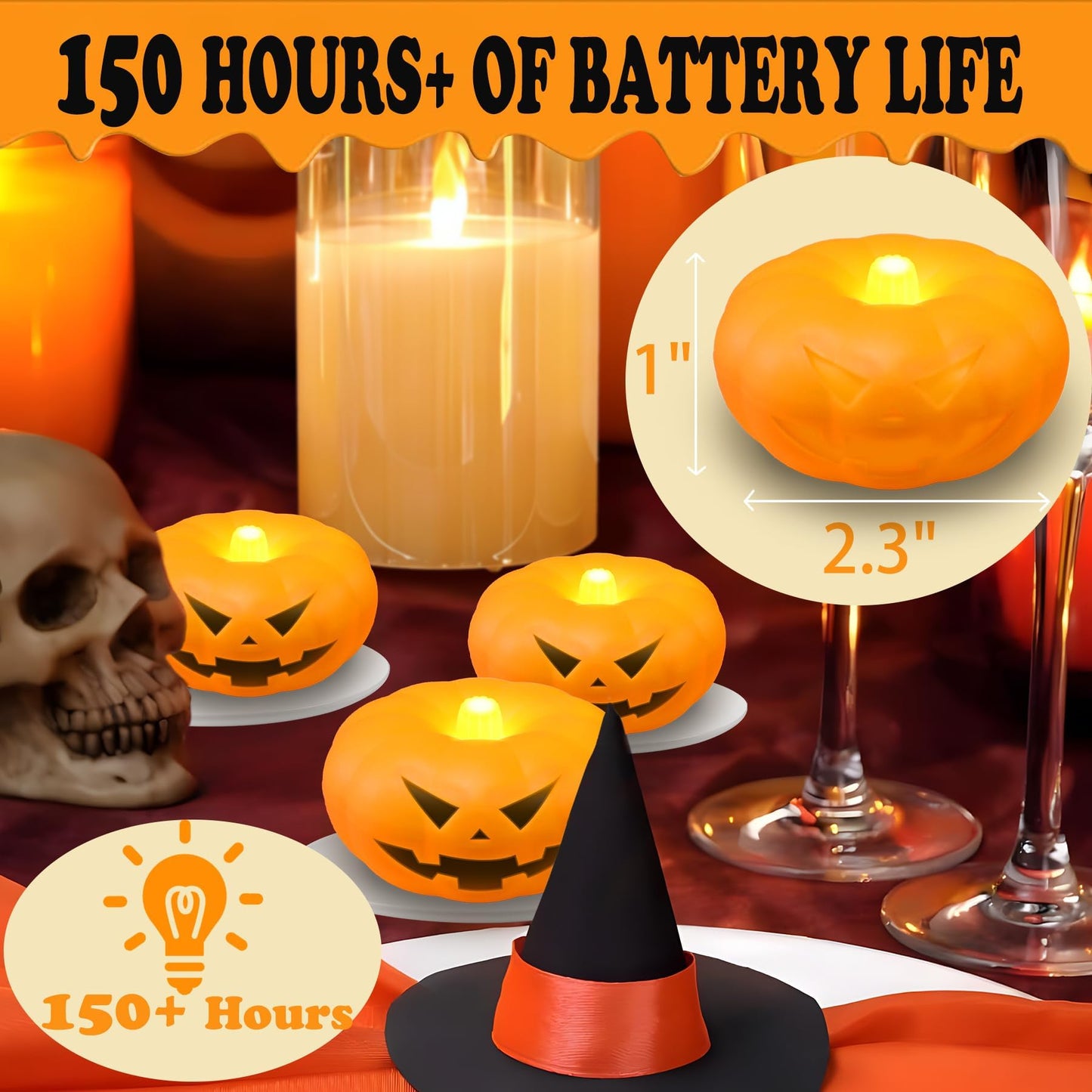 Halloween Decorations, 20 PCs Floating Candles with Wand Magic Hanging Candles, Flickering Warm Light Flameless Floating LED Candle with Wand Remote, Battery Operated Taper Candle Set for Theme Party