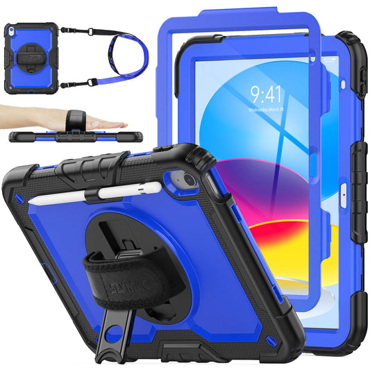 SEYMAC stock Case for iPad (A16) 11th/10th Generation 11''/10.9'' 2025/2022, Full-Body Drop Protection Case with Screen Protector &360° Rotate Hand Strap/Stand, Black