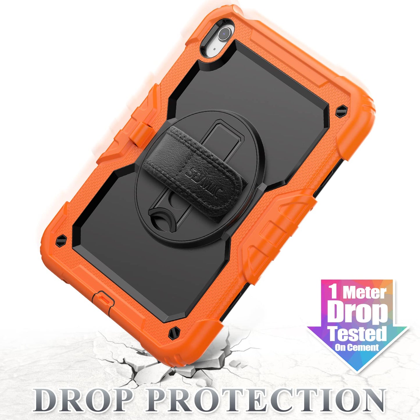 SEYMAC stock Case for iPad (A16) 11th/10th Generation 11''/10.9'' 2025/2022, Full-Body Drop Protection Case with Screen Protector &360° Rotate Hand Strap/Stand, Black