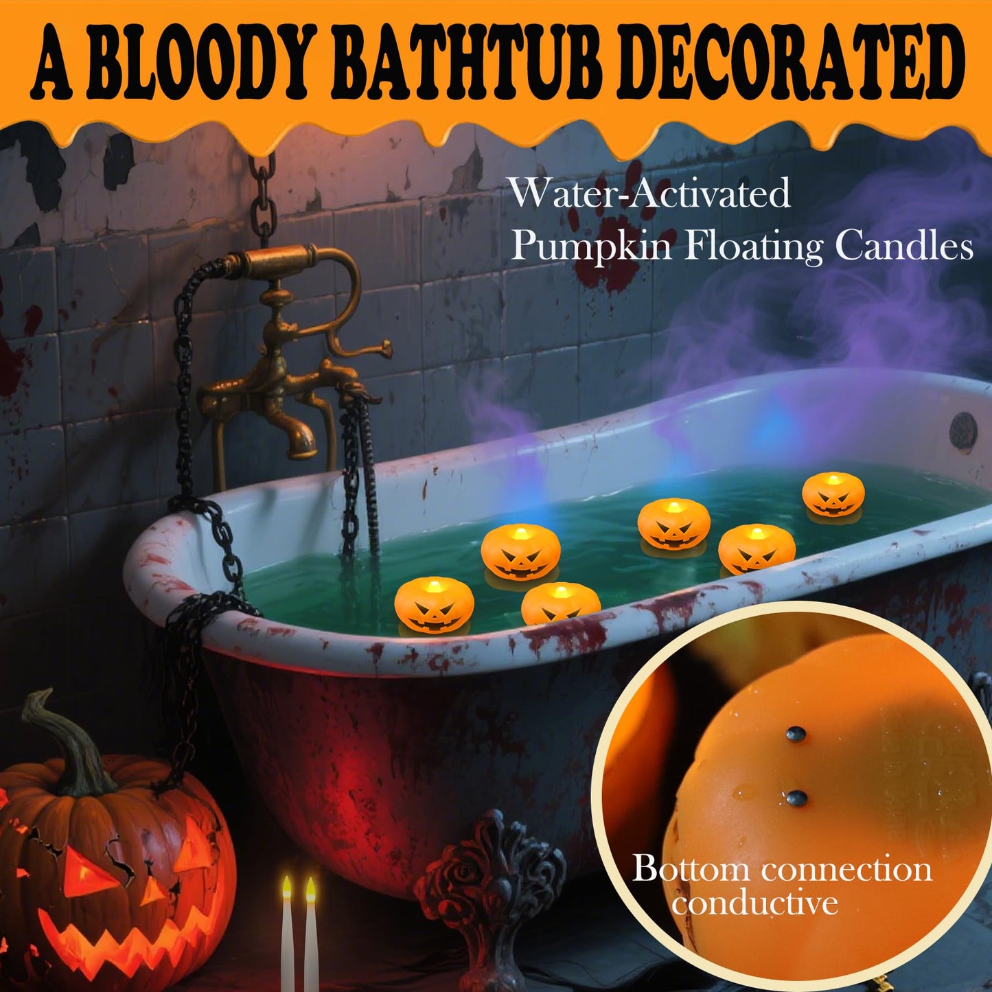 Halloween Decorations, 20 PCs Floating Candles with Wand Magic Hanging Candles, Flickering Warm Light Flameless Floating LED Candle with Wand Remote, Battery Operated Taper Candle Set for Theme Party