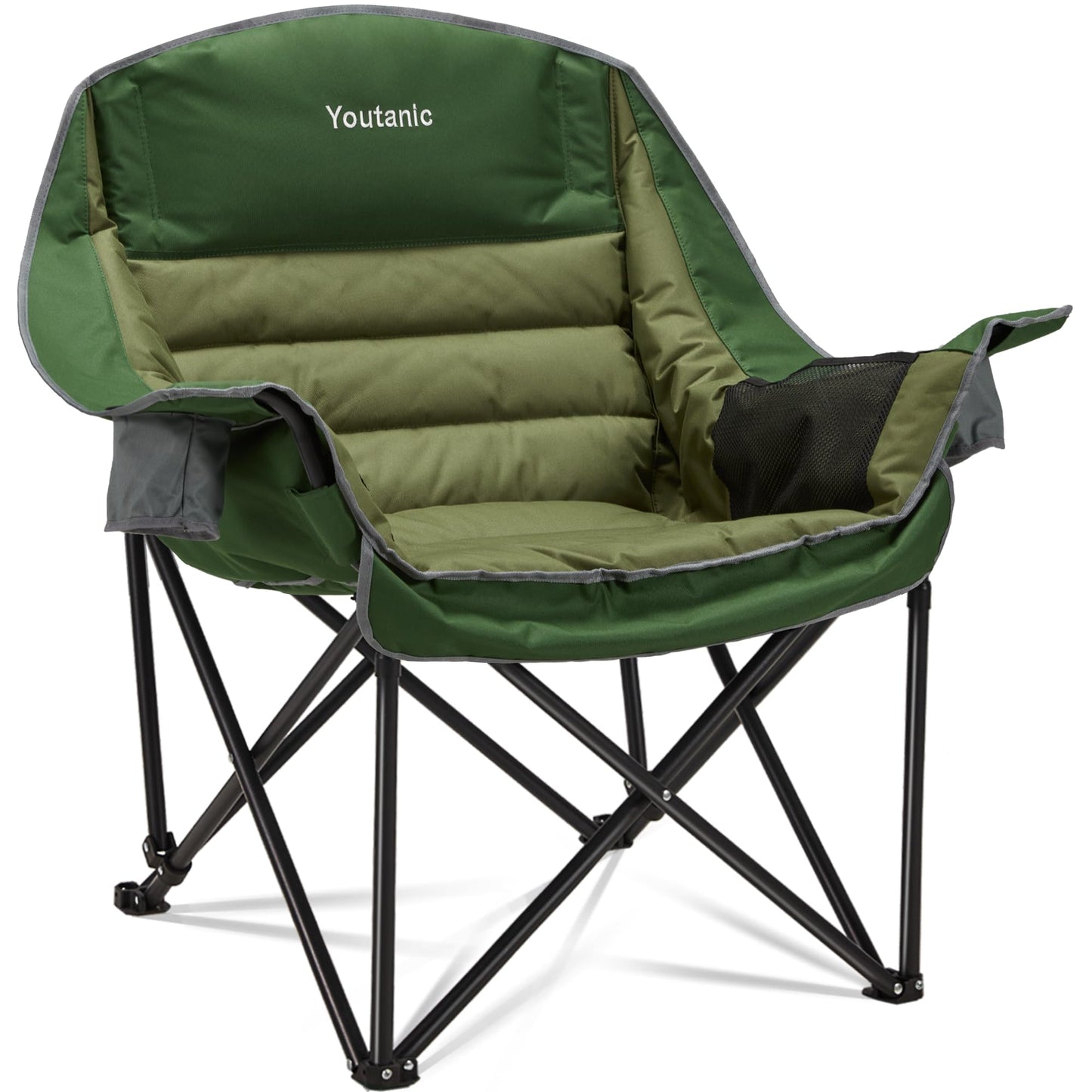 Oversized Camping Chair, Portable Folding Camping Chairs with Side Pocket, Cup Holder and Carry Bag, Heavy Duty Outdoor Camping Chairs for Adults, Fishing, Sports, Trip, up to 400lbs, Style 4