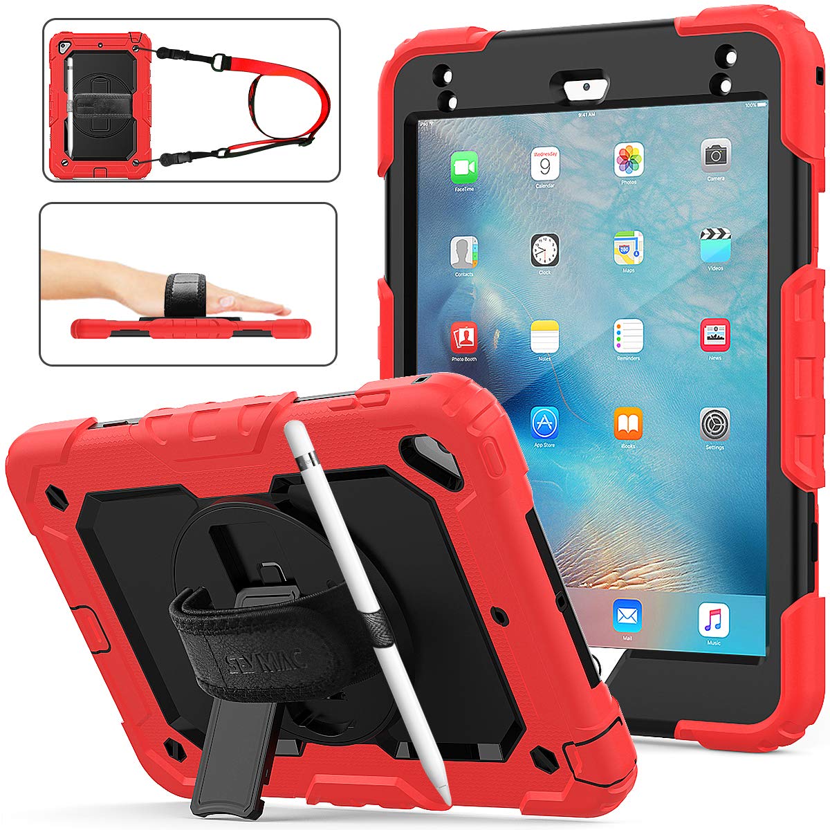 SEYMAC stock Case for iPad (A16) 11th/10th Generation 11''/10.9'' 2025/2022, Full-Body Drop Protection Case with Screen Protector &360° Rotate Hand Strap/Stand, Black
