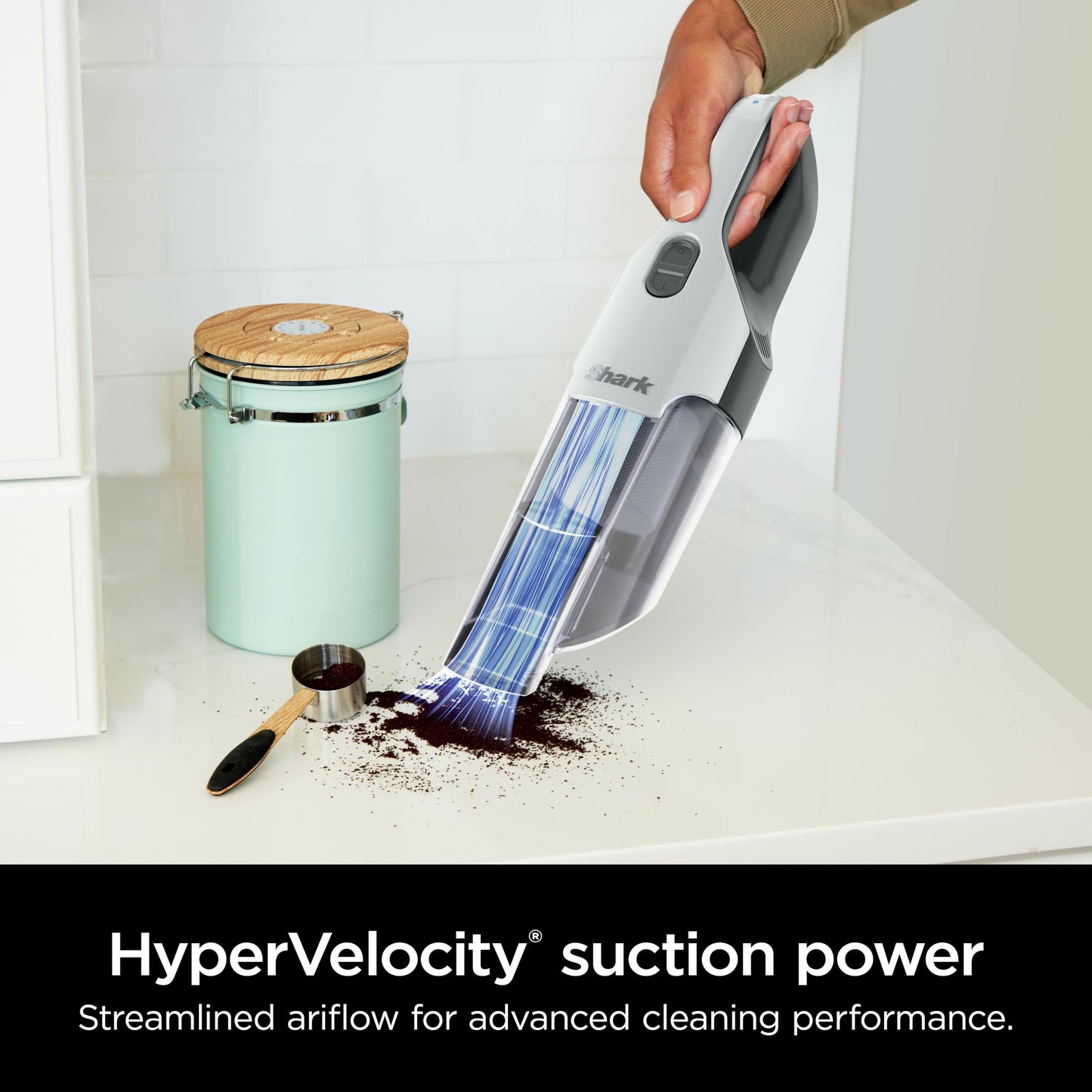 Shark WANDVAC Power PET Cordless Hand Vac, Ultra-Lightweight & Portable with Powerful Suction & Boost Mode, New FurFins Tool & Duster Crevice Tool, Designed for Car & Pet Homes, White, WV410WH
