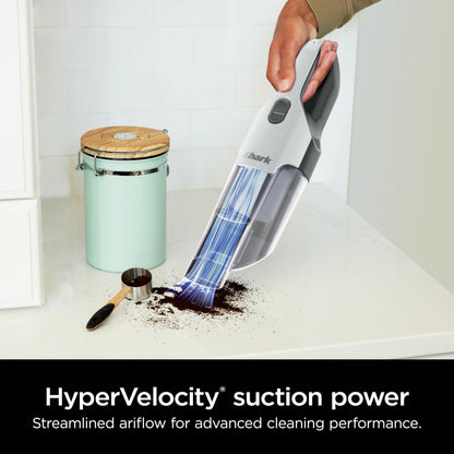Shark WANDVAC Power PET Cordless Hand Vac, Ultra-Lightweight & Portable with Powerful Suction & Boost Mode, New FurFins Tool & Duster Crevice Tool, Designed for Car & Pet Homes, White, WV410WH