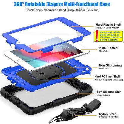 SEYMAC stock Case for iPad (A16) 11th/10th Generation 11''/10.9'' 2025/2022, Full-Body Drop Protection Case with Screen Protector &360° Rotate Hand Strap/Stand, Black