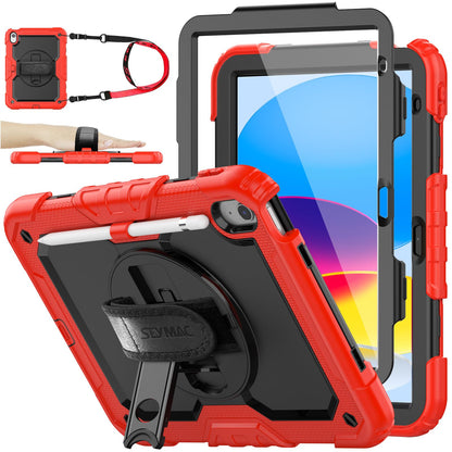 SEYMAC stock Case for iPad (A16) 11th/10th Generation 11''/10.9'' 2025/2022, Full-Body Drop Protection Case with Screen Protector &360° Rotate Hand Strap/Stand, Black