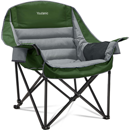 Oversized Camping Chair, Portable Folding Camping Chairs with Side Pocket, Cup Holder and Carry Bag, Heavy Duty Outdoor Camping Chairs for Adults, Fishing, Sports, Trip, up to 400lbs, Style 4