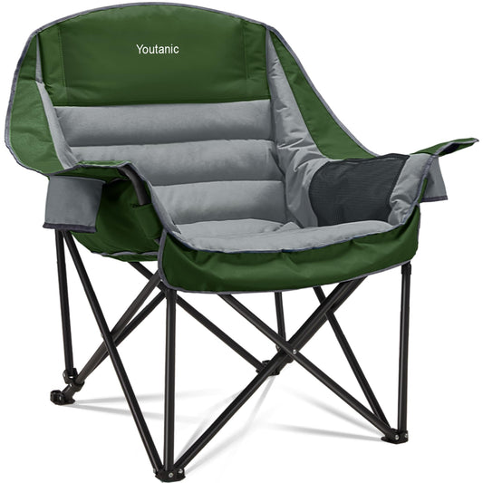 Oversized Camping Chair, Portable Folding Camping Chairs with Side Pocket, Cup Holder and Carry Bag, Heavy Duty Outdoor Camping Chairs for Adults, Fishing, Sports, Trip, up to 400lbs, Style 4