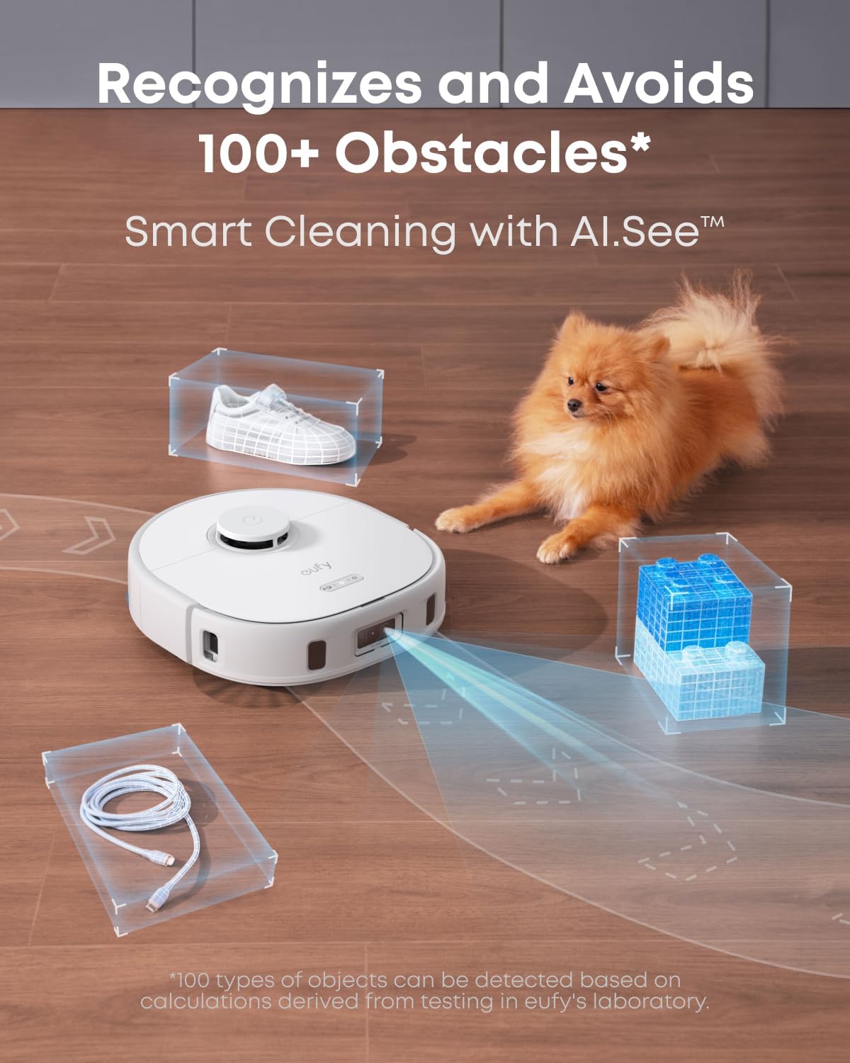 eufy X10 Pro Omni Robot Vacuum and Mop with 8,000 Pa Suction, Dual Mops with 12 mm Auto-Lift and Carpet Detection, AI Obstacle Avoidance, Auto Mop Washing, Auto Drying, Self-Emptying, White