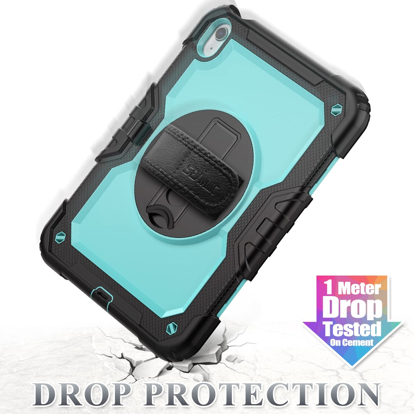 SEYMAC stock Case for iPad (A16) 11th/10th Generation 11''/10.9'' 2025/2022, Full-Body Drop Protection Case with Screen Protector &360° Rotate Hand Strap/Stand, Black